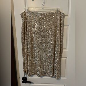 Universal Standard Sequin Sparkle Skirt - Gold Lined Midi Skirt - Small 14/16